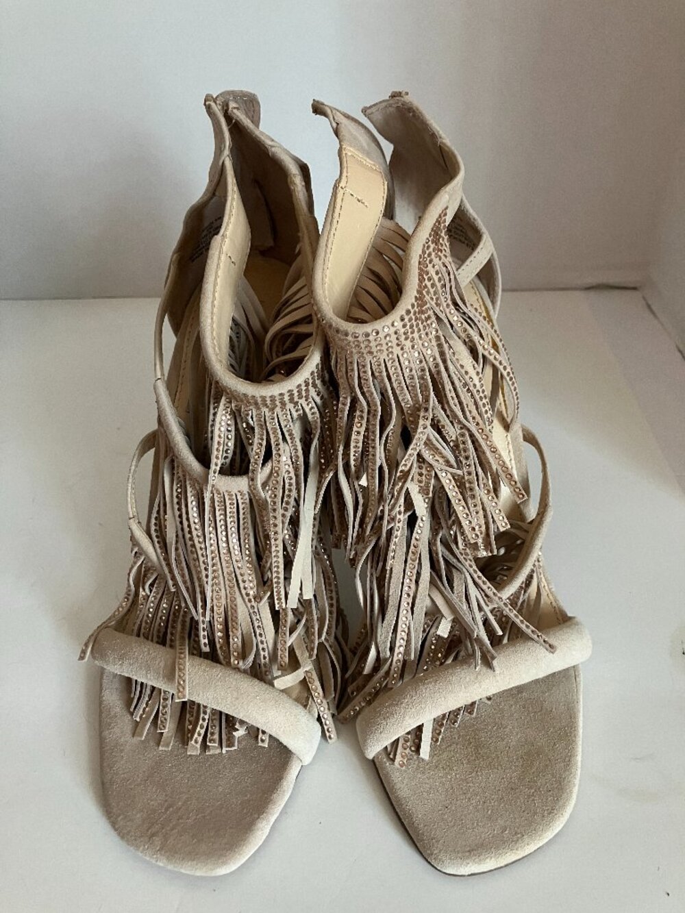 Steve Madden Women Fringly Heels Leather Shoes Size 9M Sandals